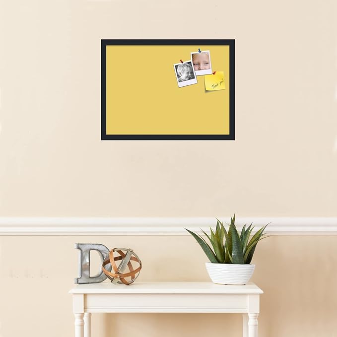 PinPix 22x16 Inch Cork Bulletin Board. This Decorative Framed Pin Board Comes with Honey Pastel Design and a Satin Black Frame. Ideal for Home Office Decor or Message Board (PinPix-1810)