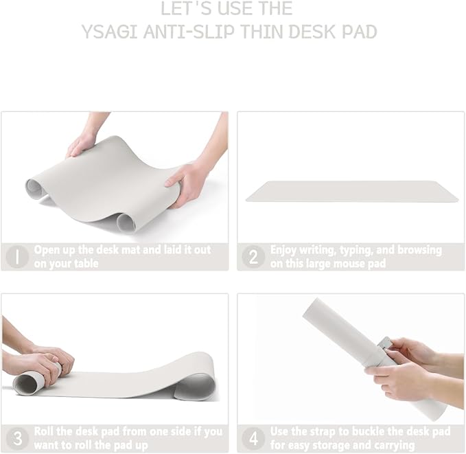 YSAGi Non-Slip Leather Desk Pad L Size, Waterproof Laptop Computer Desk Keyboard Mat, Table Protector Blotter Mat, Large Mouse Pad for Office/Work/Home/Decor(Apricot Gray, 35.4" x 17")