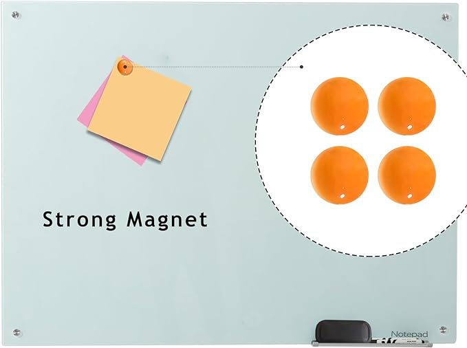 Glass Whiteboard 36 * 72Inches Magnetic Wall Mounted Glass Whiteboard, Large Frameless Glass White Board for Wall Office, Home & School