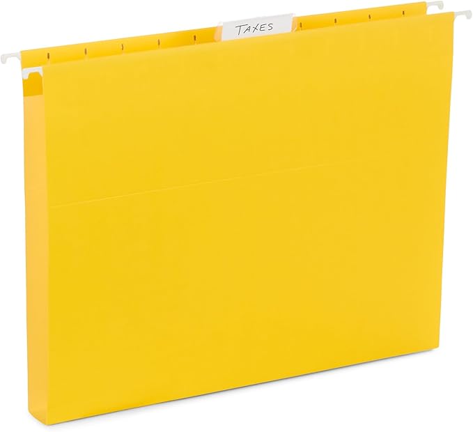 25 Blue Summit Supplies Hanging File Folders 1 inch Expansion, Assorted Colors Hanging File Folders Extra Capacity 1 inch, 11PT Paper, 1 inch Expandable File Folders, 25 Pack