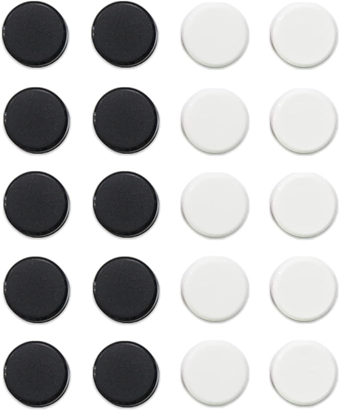 Qualsen Fridge Magnets, Small Mini Cute 20pcs Refrigerator Magnet for Whiteboard, Locker, Kitchen, Office, Classroom(Black and White)