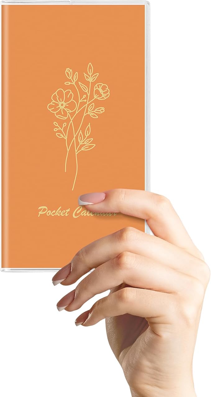 Pocket Calendar 2026-2027, Orange 2026-2027 Monthly Planner - 3.7" x 6.7" - Runs from January 2026 Until December 2027, 2026 Pocket Planner with PVC Cover for Home, School, Office Supplies