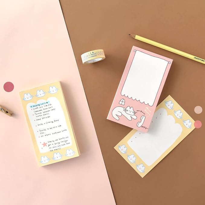 Monolike Memopad Storytown Afternoon A SET - 4 Packs, 4 Different Designs, 80 Sheets Per Pad, Total 320 Sheets, Note pads, Writing pads, 80x148mm