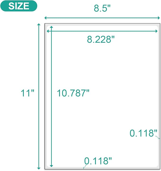 MFLABEL Full Sheet Sticker Labels, Address Labels, White Matte Label Paper, 8-1/2" x 11" Shipping Labels for Laser & Inkjet Printer (50 Labels, 50 Sheets)