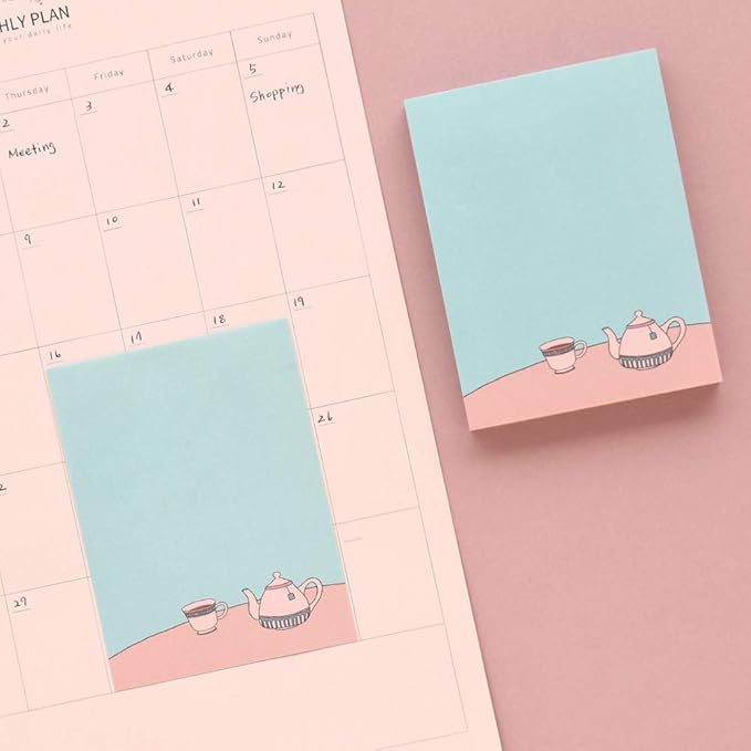 Monolike Memopad Memories design B SET - 4 Packs, 4 Different Designs, 100 Sheets Per Pad, Total 400 Sheets, Note pads, Writing pads, 3.15 x 4.17 Inches