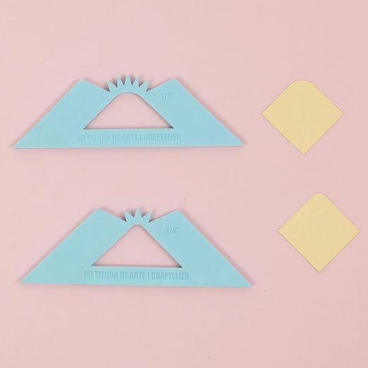Craftelier - Set of 2 Squares for Rounded Corners Binding | Perfect Tool for Binding Planners, Binders or Albums | Two Sizes of 1/4“ and 1/2” - Turquoise Color