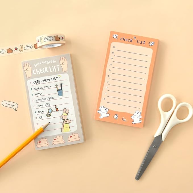 Monolike Memopad Happy and Lucky Petit Petit A SET - 4 Packs, 4 Different Designs, 80 Sheets Per Pad, Total 320 Sheets, Note pads, Writing pads, 80x148mm