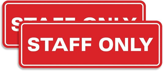 All Quality Standard Staff Only Wall or Door Sign | Easy Installation | Office Workplace Signs | Enhanced Security ‌ -Red - Medium (2 Pack)