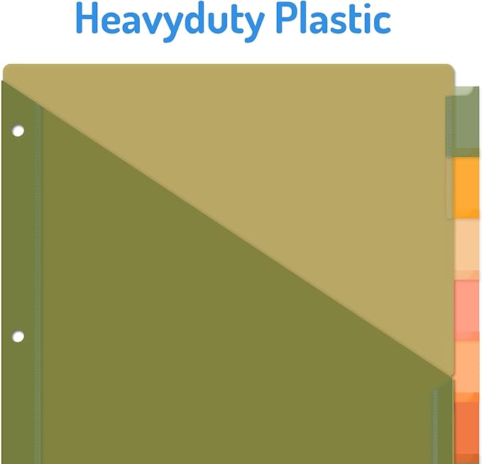 Forvencer 8 Count Dividers with Two Pockets, 8 tabs Binder Dividers for 3 Ring Binder Organizer, Multicolor, 1 Set