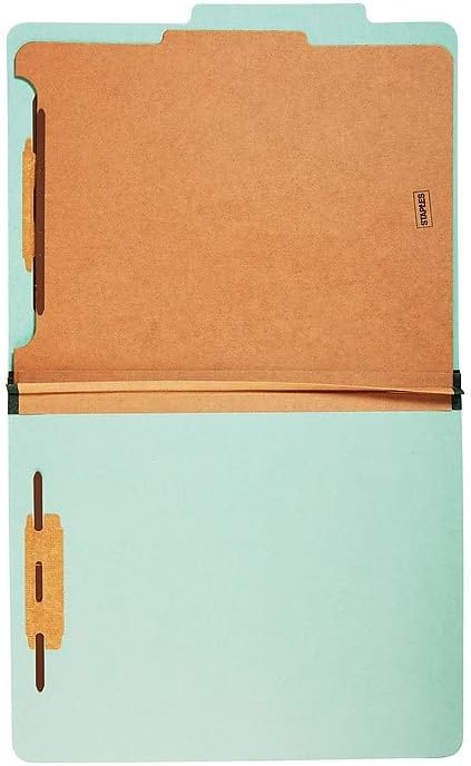 Staples Colored Pressboard Classification Folders, Letter, 1 Partition, Green, 20/Pack