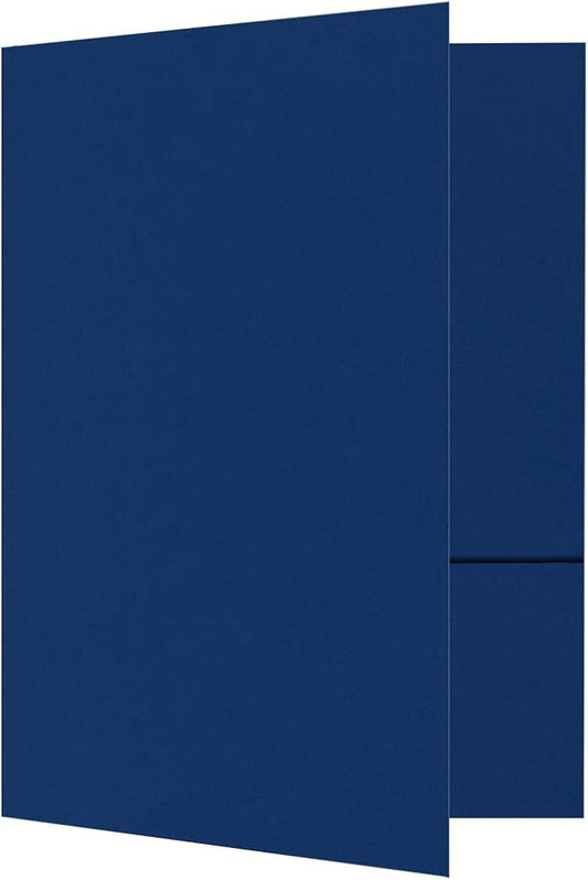 LUXPaper 9" x 12" Presentation Folders | Two Pocket | Navy Blue | 100lb. Cover | 10 Qty