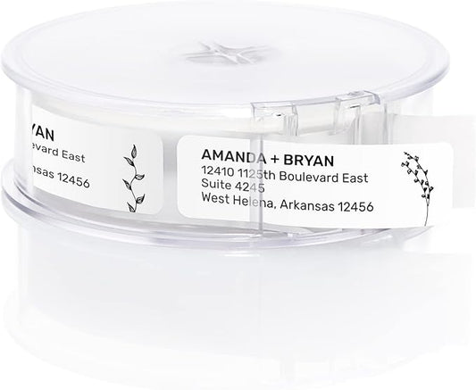 Botanical Flowers Rolled Address Labels/Roll of 500 Alternating Floral Illustrations Personalized Address Labels/Designer Return Address Stickers in Elegant Plastic Dispenser