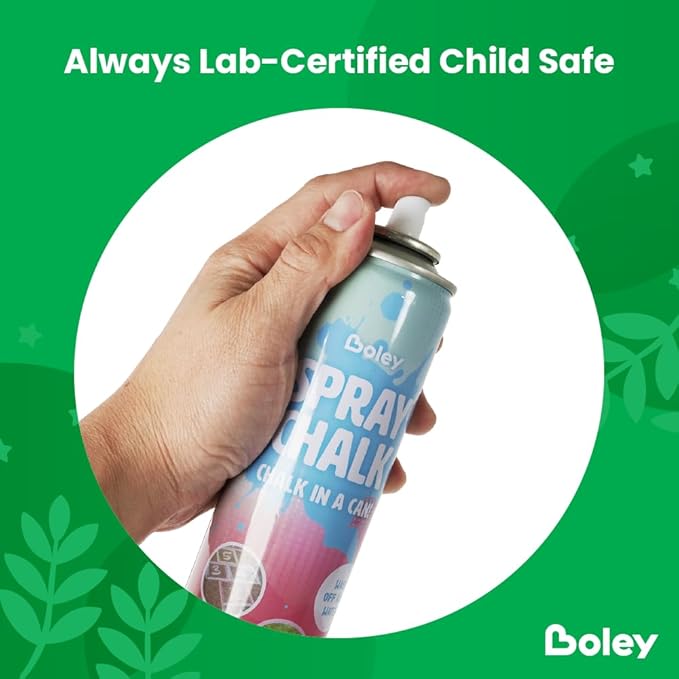 Boley 8-Pack Spray Chalk, 7 oz Each - Red, White, Blue, and Silver Colors – Patriotic American Flag Outdoor Chalk for Sidewalk, Pavement, & Grass – Fun Washable Art for Kids, Celebrations, and Events