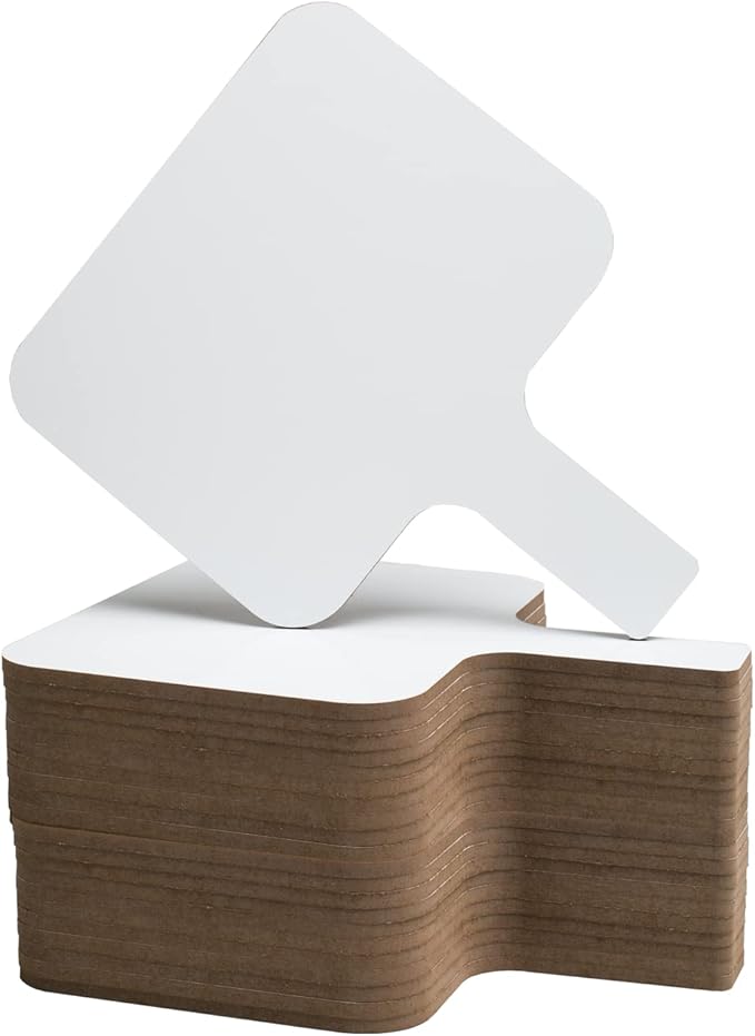 Flipside Products Rectangular Dry Erase Answer Paddles, Auction, Handheld Whiteboard, Handle Response Board, Classroom Dry Erase, Pack of 24