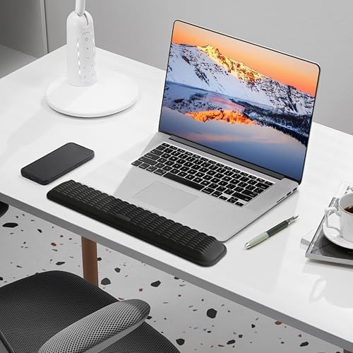 MEKASS Ergonomic Wrist Rest for Keyboard and Mouse, Soft Memory Foam Keyboard Wrist Rest Set with Non-Slip Silicone Base, Easy Typing, Pain Relief, Comfort for Office, Work, Gaming (Brown Marble)