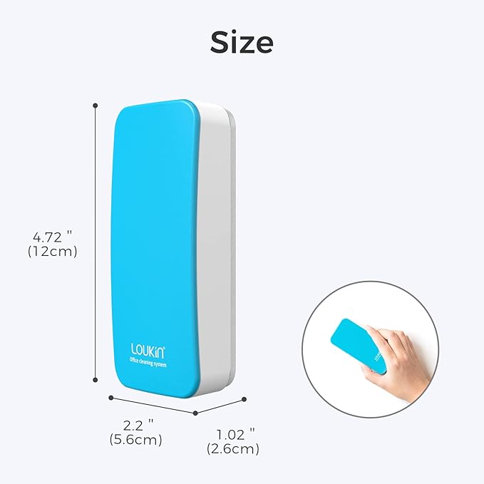 loukin 2 Pack Magnetic Dry Erase Eraser, Whiteboard Eraser, Glass Board Remover, 3.4 fl oz Whiteboard Cleaner * 2 Included, for Classroom, Home and Office Use (Blue)