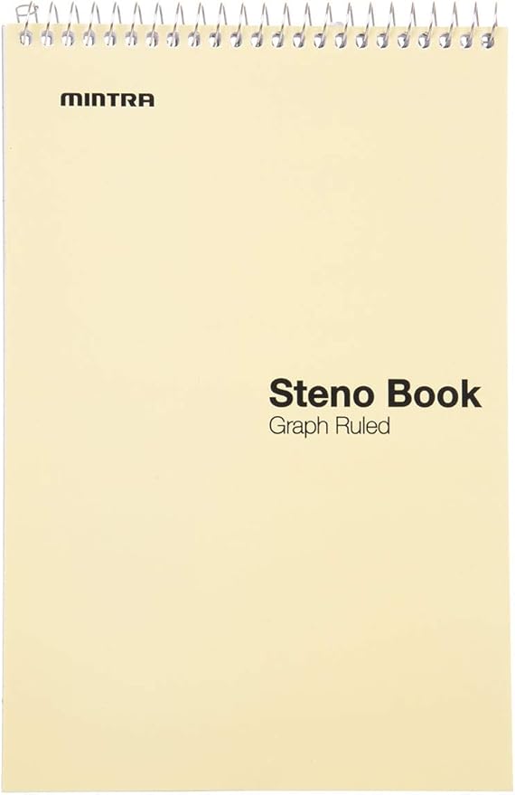 Mintra Office Steno Book - (Pastel Colors, 4 Pads/Pack, Graph Ruled) - 6inx9in, 70 Sheets, Notebook for writing notes in school, university, college, work, office