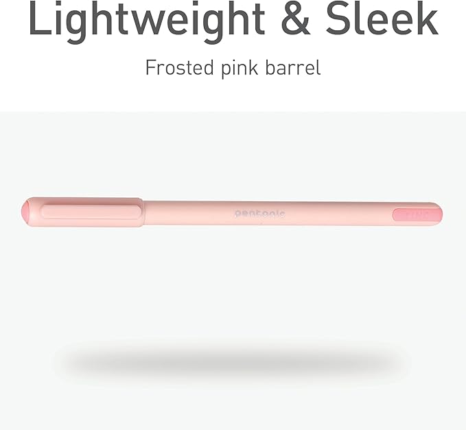 Pentonic Ballpoint Pens, 10 Count, Frosted Pale Pink Barrel with Red Ink, 0.7 mm Fine Point, Smooth Writing For Journaling & Note Taking (PEN13087)
