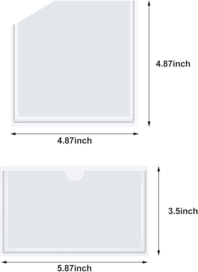 Junkin 40 Pcs Adhesive Pockets for Planners Index Card Pockets Planner Accessories Folder Self Sticky Clear Ideal Holder Top Open Add Storage Space to Notebooks Journal Office School Vinyl, 2 Styles