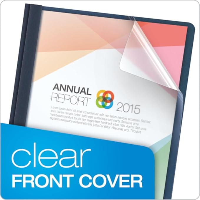 Oxford Clear Front Report Covers, Dark Blue, Letter Size, 25 per Box (55838EE)