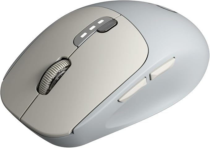 EWEADN Q5 Wireless Mouse, Bluetooth & 2.4G Quiet Computer Mouses with 1600 DPI, Battery Level Display, Ergonomic Office Mouse,6 Button Portable Cute Cordless Mice for Laptop/PC/Mac- Grey