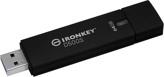 Kingston Ironkey D500S 64GB Encrypted Flash Drive | Dual Hidden Partition | FIPS 140-3 Level 3 | XTS-AES 256-bit | BadUSB and Brute Force Protection | Multi-Pin Option | IKD500S/64GB