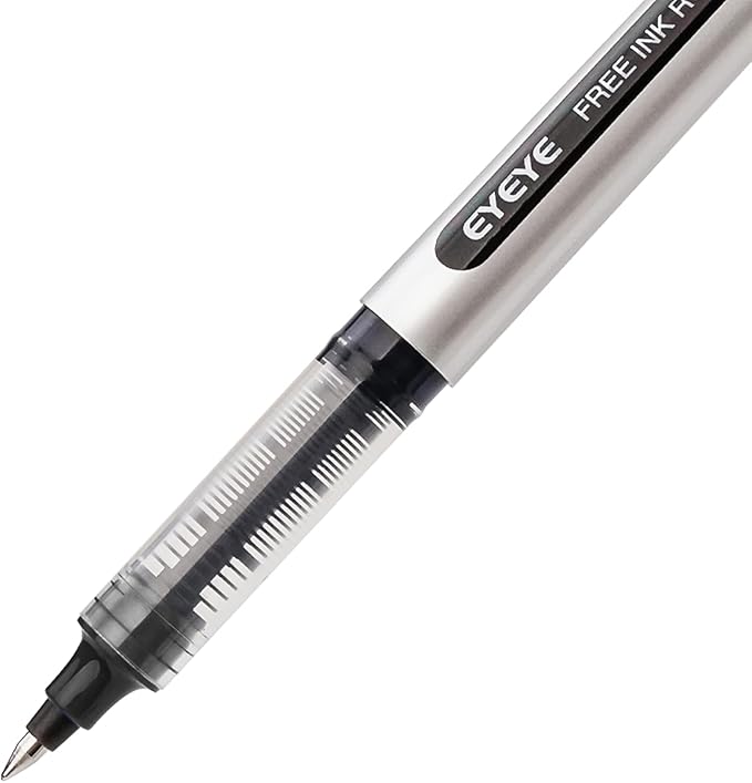 EYEYE 0.5mm Black Pens 12 Pack, Extra Fine Point Rollerball Pen Quick Dry, Liquid Ink Pens Fine Point Smooth Writing Pen for Journaling, Note Taking, Office, School Supplies