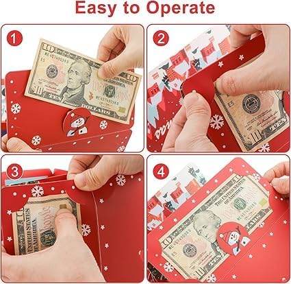 2PCS Christmas Cash Gift Envelopes 10 Slots, Christmas Cash Gift Envelopes with Tassel, 2026 Surprise Money Christmas Gift Card Holder for family friends lovers for Checks Cards Cash(Red+Green)