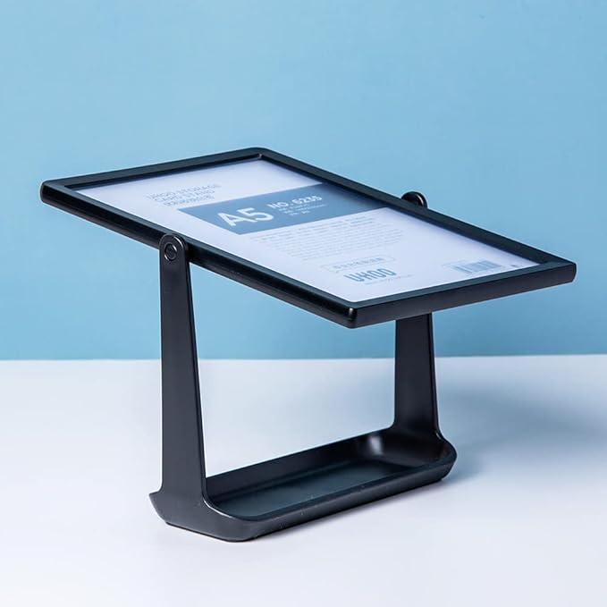 ABS Plastic Sign Holder, Menu Displays T Shape Sign Stand, Rotating Display Stand for Ads, Menu, Photos, Business Card (White A5 148×210mm/ 5.83×8.27 inches)