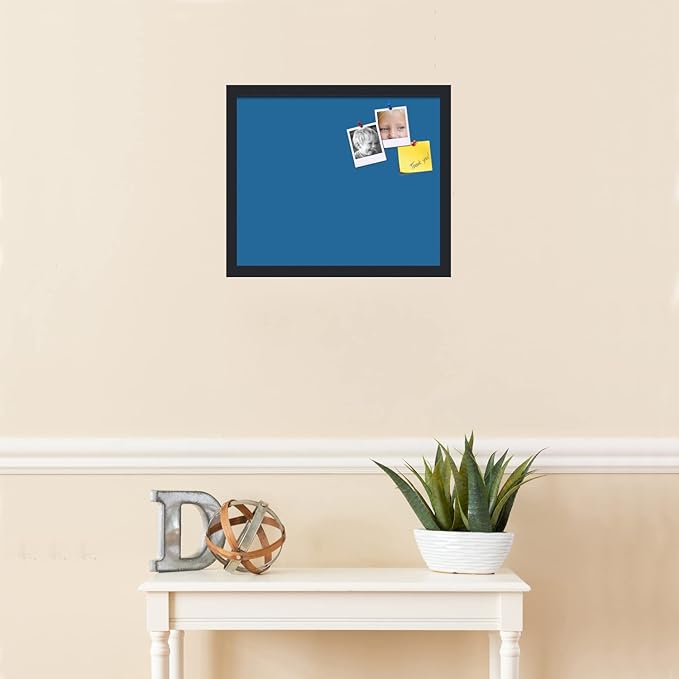 PinPix 18x15 Inch Cork Bulletin Board. This Decorative Framed Pin Board Comes with Navy Pastel Design and a Satin Black Frame. Ideal for Home Office Decor or Message Board (PinPix-1811)