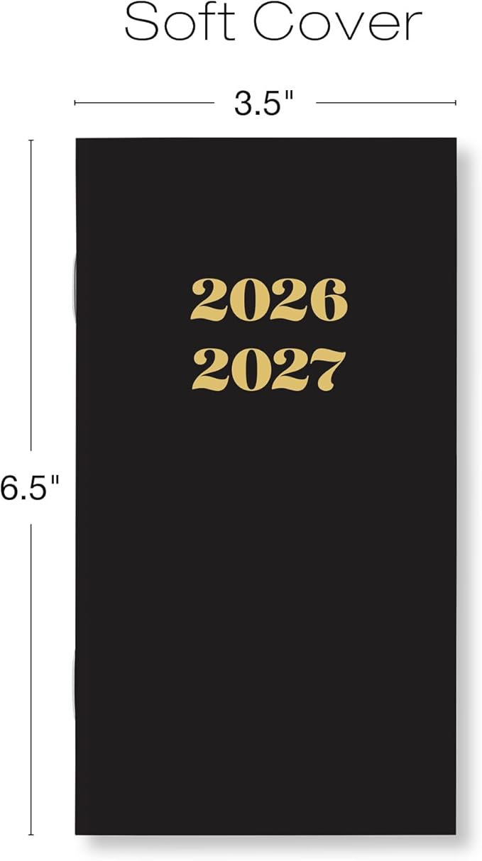 2-Year Monthly Pocket Planner/Pocket Calendar, 3.5"x6.5", 2026-2027: Weekly Planner/Weekly Agenda/Monthly Calendar Organizer (Black)