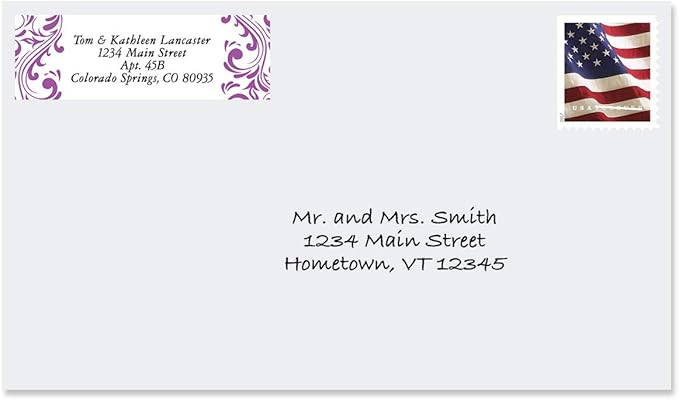 Colorful Images Elegant Swirl Rolled Personalized Return Address Mailing Labels with Dispenser, Customize with Name & Shipping Address, 500 ¾” x 2½” Self Adhesive, Easy Peel Label Roll