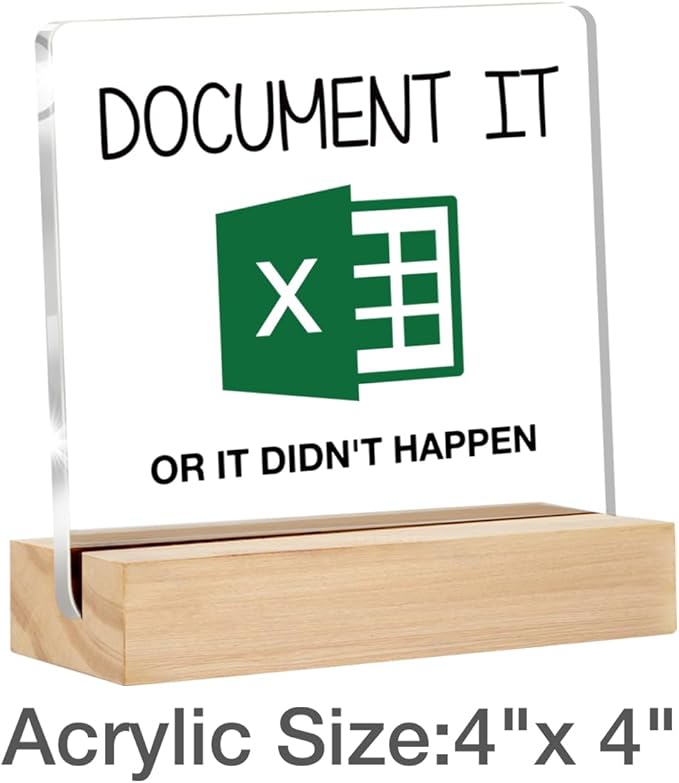 Funny HR Gifts Did You Document It Decor for Work Coworker Gifts for Human Resources Office Desk Decorative Signs Plaques 4 x 4 Inches acrylic