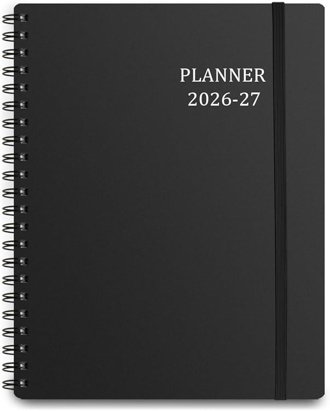 Tiankool Planner 2026-2027 - Jan 2026-Jun 2027 Weekly Monthly Planner with 18 Monthly Tabs, Elastic Closure, Inner Pocket, Round Corner,5.8" x 8.25"- Black