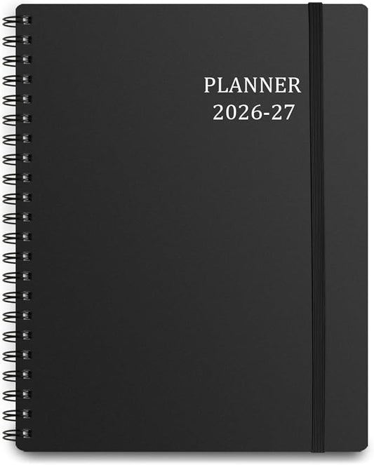 Tiankool Planner 2026-2027 - Jan 2026-Jun 2027 Weekly Monthly Planner with 18 Monthly Tabs, Elastic Closure, Inner Pocket, Round Corner,5.8" x 8.25"- Black