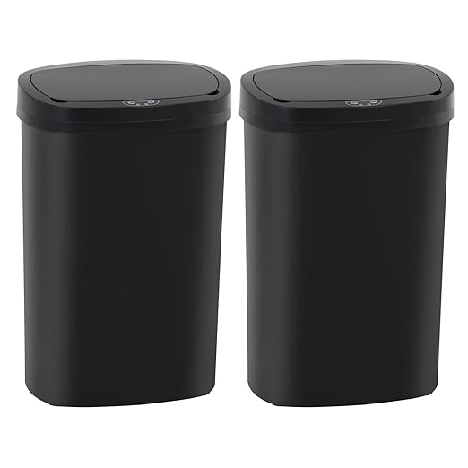 PayLessHere 13 Gallon Trash Can Kitchen Trash Can Automatic Garbage Can with Lid Touch Free High-Capacity Motion Sensor for Kitchen Bedroom Bathroom Office Wateproof Trash Bin (2, Black)