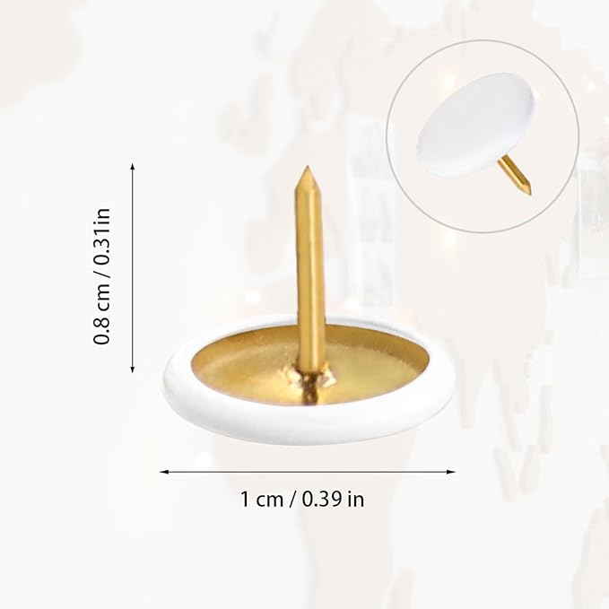 300 PCS Thumb, Tacks Plastic Round Head Thumbtack, Plastic Roundness Push Pins, Roundness Head Thumbtack for Map, Office, Photo Wall, Cork Board (White)