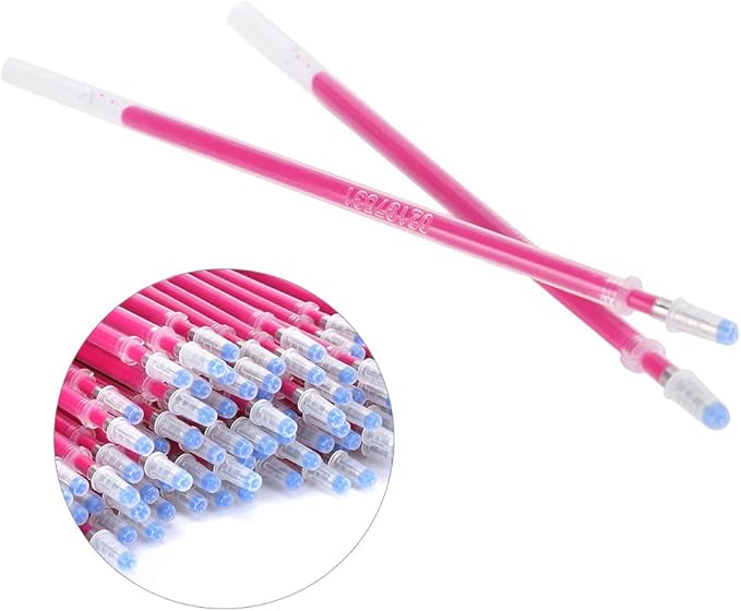 TOPINCN 100Pcs Fabric Marker Pen Refill, Heat Erasable Pens Refill Fabric High Temperature Disappearing Pens Refill Fabric Marker Pen Tailoring Tool for Fabric Quilting Sewing
