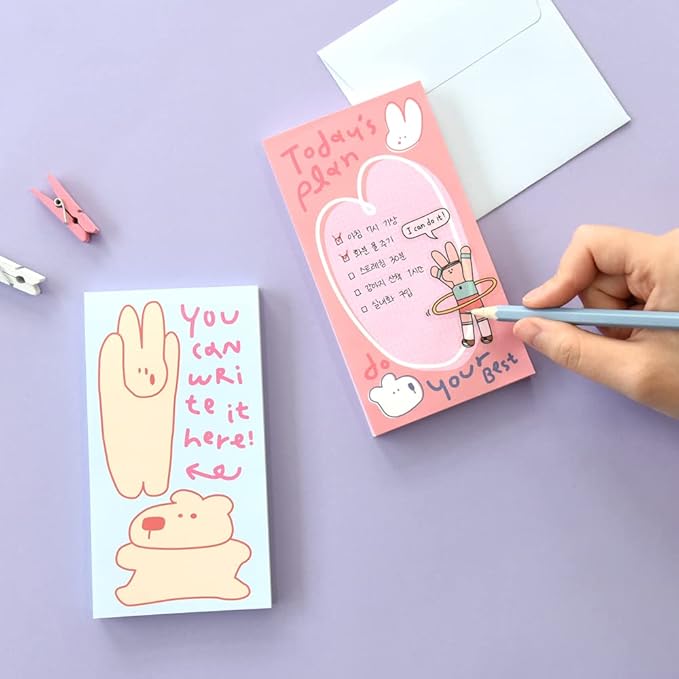 Monolike Memopad Happy and Lucky Petit Petit B SET - 4 Packs, 4 Different Designs, 80 Sheets Per Pad, Total 320 Sheets, Note pads, Writing pads, 80x148mm