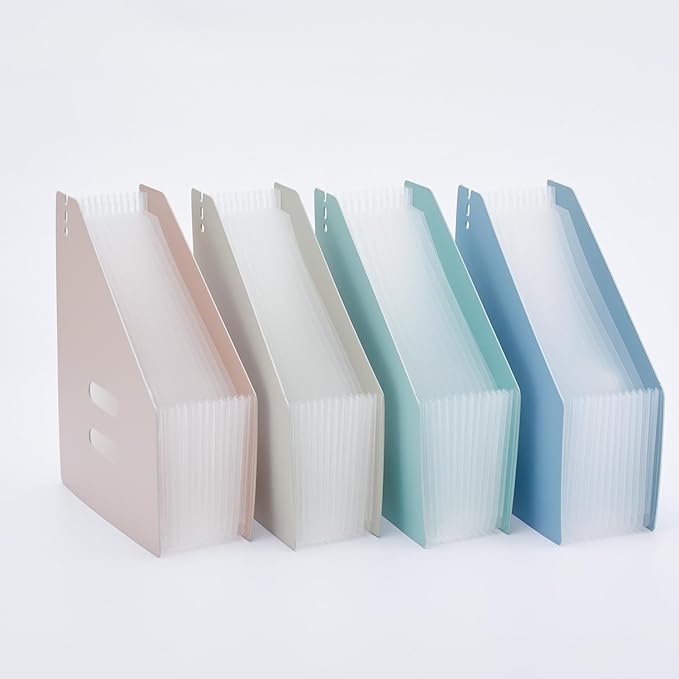 Y YOMA 2 Pack Expanding Magazine Holder with 13 Pockets | Portable Desktop Plastic Self Standing Accordion File Organizer for A4 Letter Size Document Storage Home Office School, Pink