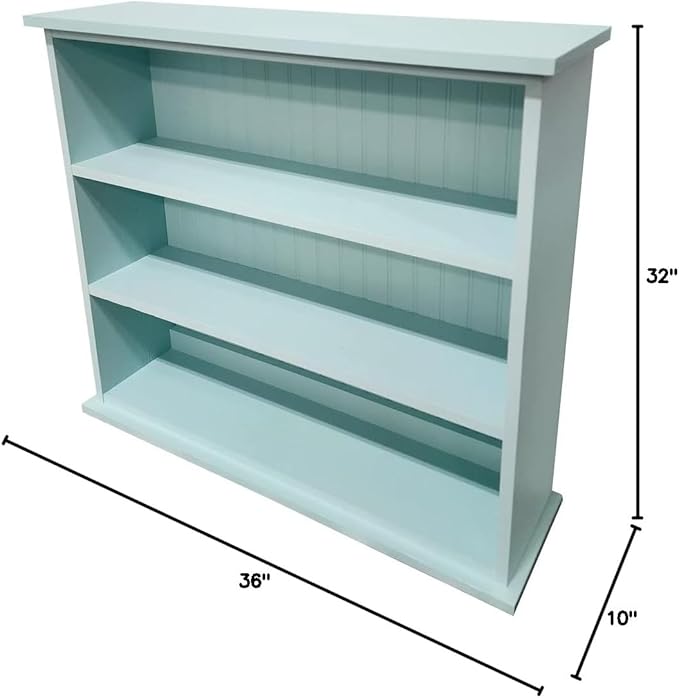 Sawdust City Solid Wood 3-Shelf Hall Bookcase (Solid Baby Aqua)