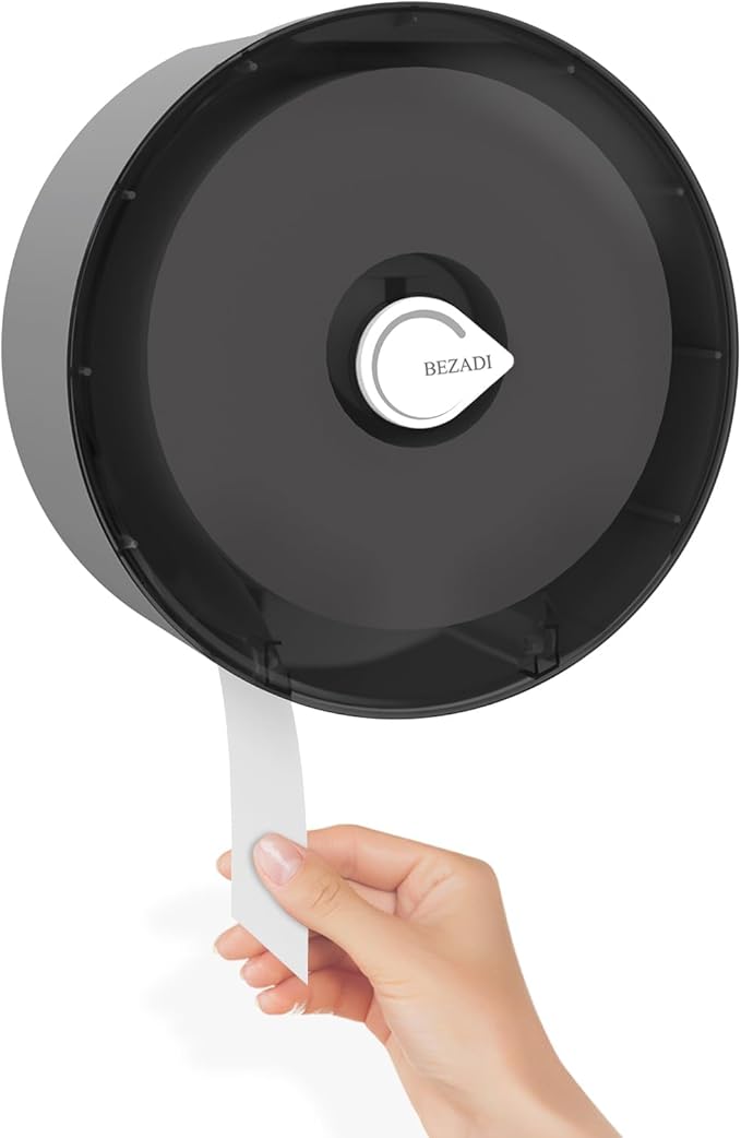 Paper Towel Dispenser Wall Mount, Key Lock Jumbo Roll Toilet Paper Dispenser Commercial Household Large Capacity Paper Holder, Black