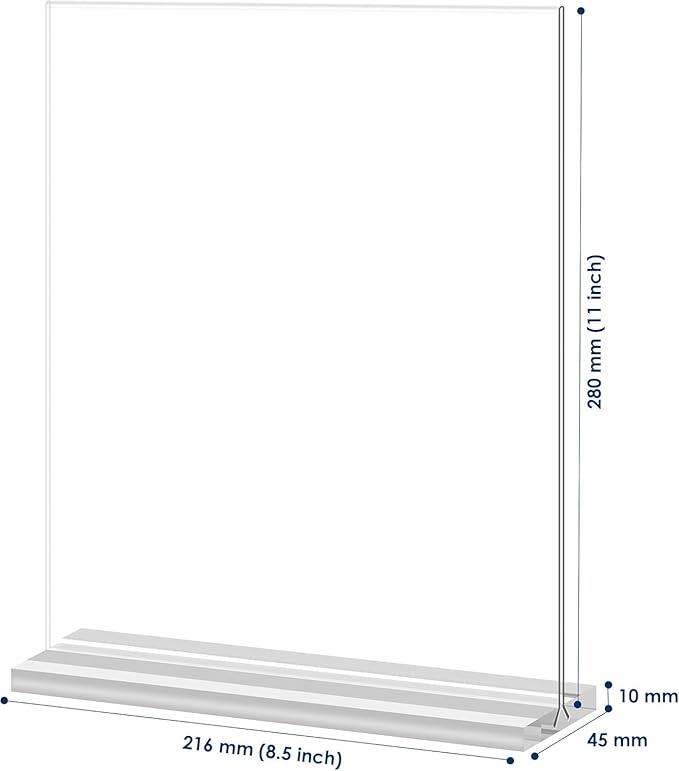 newnewshow 8.5x11 Clear Acrylic Sign Holder, Display Stand, Plastic Card Holder for Business, Office, Retail (12 Pack 8.5x11)