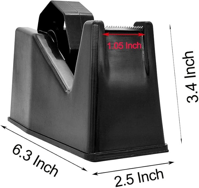 Tape Dispenser, Heat Press Tape Dispenser, Desk Heat Tape Dispenser 6.3 x 2.5 x 3.4 Inch, Holder Fits 1" and 3" Core (Black)