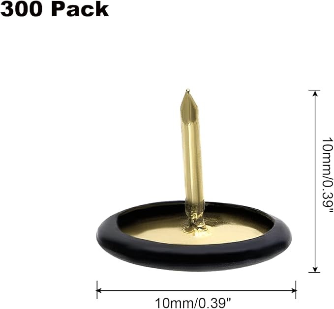 Piutouyar 300Pcs Black Decorative Flat Push Pin, Plastic Roundness Head Thumbtack, Black Thumb Tacks for Wall, Map, Cork Board, 3/8 Inch