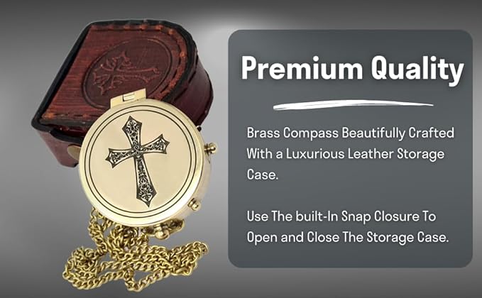 Brass Compass Engraved with Religious Scripture Verse - Ideal Gift for Son, Grandson, Daughter - Perfect for Baptism, Communion, Church and Graduation Day Present