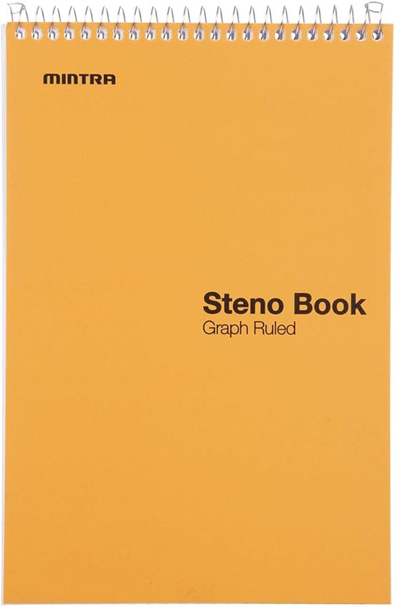Mintra Office Steno Book - (Pastel Colors, 4 Pads/Pack, Graph Ruled) - 6inx9in, 70 Sheets, Notebook for writing notes in school, university, college, work, office