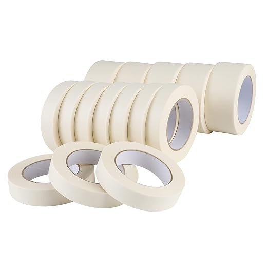Lichamp Masking Tape, White Painter Tape 1 inch and 2 inch Wide, 10+5 Pack White Tapes Bulk, Total 825 Yards