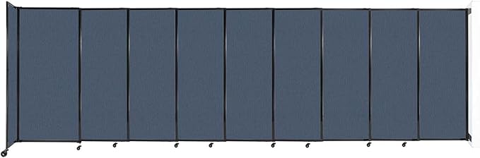 Wall-Mounted Sliding StraightWall Room Divider | Adjustable Widths | Locking Wheels | Room Separator | Up to 19'9" Wide x 6' Tall Ocean Fabric Panels