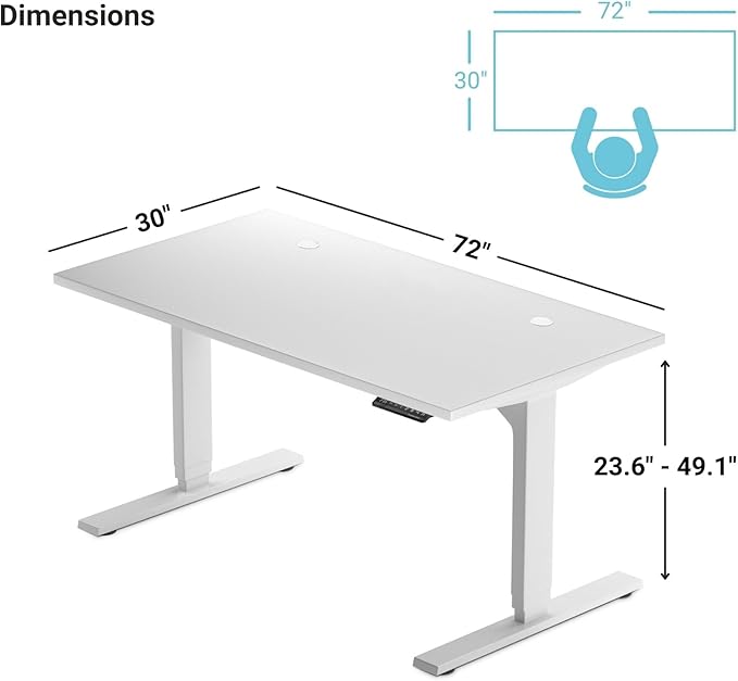 Progressive Desk Stand Up Adjustable Height Electric Standing Desk - 72" x 30" Dual Motor Table for Computer Home Office Workstation - Gray Frame, Bright Beech